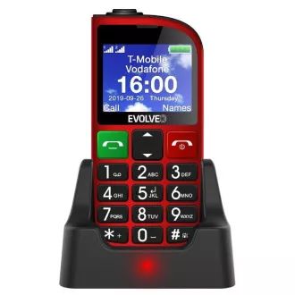 EVOLVEO EasyPhone FM, telefon mobil pentru seniori cu suport de încărcare (culoare roșie)