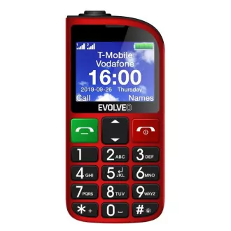EVOLVEO EasyPhone FM, telefon mobil pentru seniori cu suport de încărcare (culoare roșie)