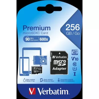 Card MicroSDXC VERBATIM 256GB Premium, U1 + adaptor