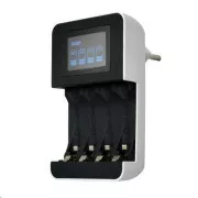 Incarcator Solight cu display LCD, AC 230V, 450mA, 4 canale, AA/AAA, controlat cu microprocesor