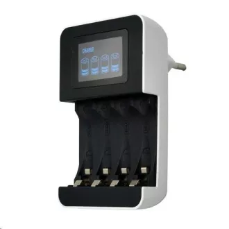 Incarcator Solight cu display LCD, AC 230V, 450mA, 4 canale, AA/AAA, controlat cu microprocesor