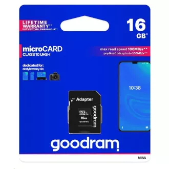 Card GOODRAM MicroSDHC 16GB M1AA, UHS-I Clasa 10, U1 + adaptor