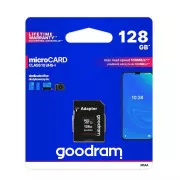 Placă GOODRAM MicroSDXC 128GB M1AA, UHS-I Clasa 10, U1 + adaptor