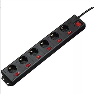 Prelungitor Hama XL cu protecție la supratensiune, 6 prize schuko, 6 + 1 întrerupătoare, negru Prelungitor Hama XL cu protecție la supratensiune, 6 prize schuko, 6 + 1 întrerupătoare, negru