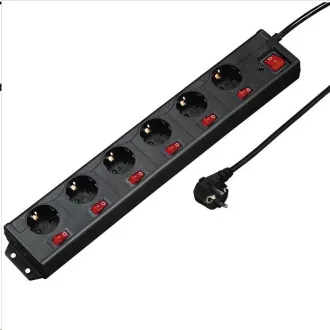 Prelungitor Hama XL cu protecție la supratensiune, 6 prize schuko, 6 + 1 întrerupătoare, negru Prelungitor Hama XL cu protecție la supratensiune, 6 prize schuko, 6 + 1 întrerupătoare, negru