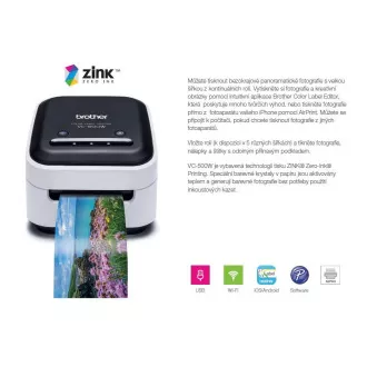 Imprimanta de etichete BROTHER PHOTO - VC500W - WIFI, USB, CULOARE fara nevoie de cerneala - Decupare integrata