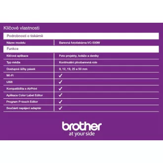 Imprimanta de etichete BROTHER PHOTO - VC500W - WIFI, USB, CULOARE fara nevoie de cerneala - Decupare integrata