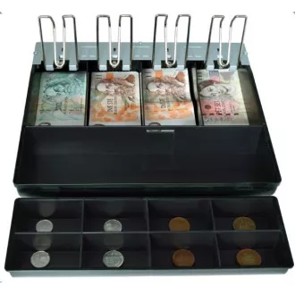 Liant separat din plastic Virtuos 4/8, suporturi metalice pentru bancnote