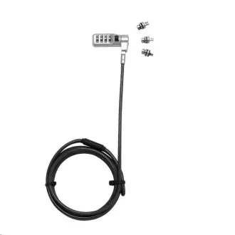 Cablu de blocare universal de securitate DICOTA, 3 capete interschimbabile, se potrivesc cu toate fantele, combinatie Cablu de blocare universal de securitate DICOTA, 3 capete interschimbabile, se potrivesc cu toate fantele, combinatie