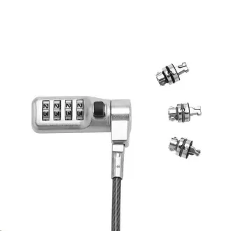 Cablu de blocare universal de securitate DICOTA, 3 capete interschimbabile, se potrivesc cu toate fantele, combinatie Cablu de blocare universal de securitate DICOTA, 3 capete interschimbabile, se potrivesc cu toate fantele, combinatie