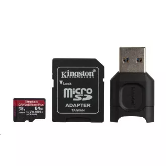 Kingston 64GB microSDXC React Plus SDCR2 + Adaptor + cititor MLPM