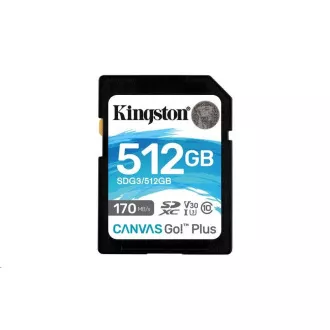 Card Kingston SDXC 512GB Canvas Go! Plus, R:170/W:90MB/s, Clasa 10, UHS-I, U3, V30 Card Kingston SDXC 512GB Canvas Go! Plus, R:170/W:90MB/s, Clasa 10, UHS-I, U3, V30