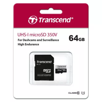 Card MicroSDXC TRANSCEND 64GB 350V, rezistență ridicată
