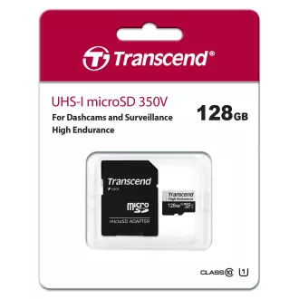 Card MicroSDXC TRANSCEND 128GB 350V, rezistență ridicată
