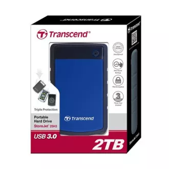 TRANSCEND HDD extern 2, 5" USB 3.0 StoreJet 25H3B, 4TB, albastru (rezistent la șocuri) TRANSCEND HDD extern 2, 5" USB 3.0 StoreJet 25H3B, 4TB, albastru (rezistent la șocuri)