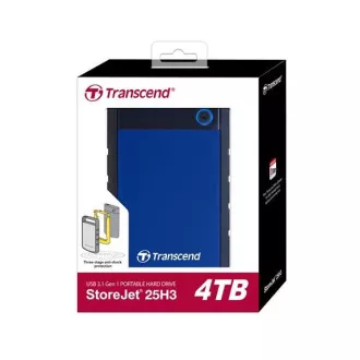 TRANSCEND HDD extern 2, 5" USB 3.0 StoreJet 25H3B, 4TB, albastru (rezistent la șocuri) TRANSCEND HDD extern 2, 5" USB 3.0 StoreJet 25H3B, 4TB, albastru (rezistent la șocuri)