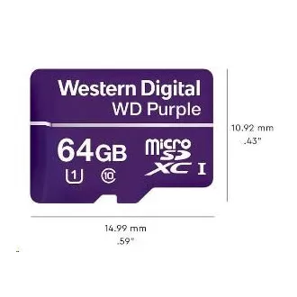 Card WD MicroSDXC 64 GB violet WDD064G1P0C clasa 10, 16 TBW