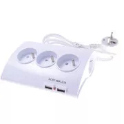 PREMIUMCORD Cablu prelungitor 230V 1, 5m 5 prize   întrerupător   2x USB 2A