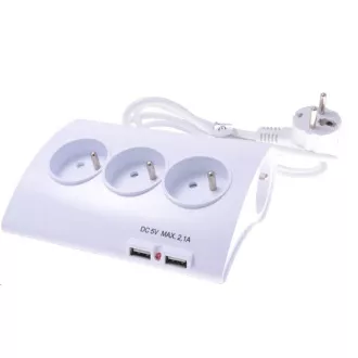PREMIUMCORD Cablu prelungitor 230V 1, 5m 5 prize   întrerupător   2x USB 2A