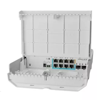 MikroTik CSS610-1Gi-7R-2S+OUT comutator PoE invers, 8x Gigabit, 2x SFP+, 1x ieșire PoE, 7x PoE, 56Gbps