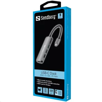 Stație de andocare Sandberg USB-C -> HDMI + 3x USB + PD 100W