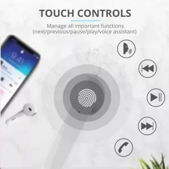 Căști wireless Bluetooth TRUST Primo Touch - albe