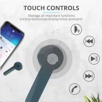 Căști wireless Bluetooth TRUST Primo Touch - albastre
