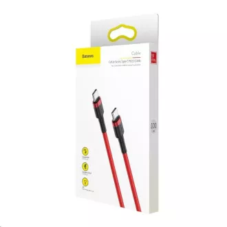 Cablu de date/încărcare Baseus Cafule Series USB-C la USB-C PD2.0 60W Bliț 1m, roșu