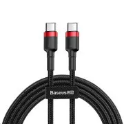 Cablu de încărcare/date din seria Baseus Cafule USB-C la USB-C PD2.0 60W Bliț 1m, roșu-negru