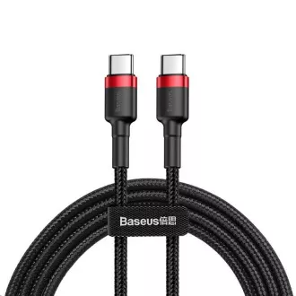 Cablu de încărcare/date din seria Baseus Cafule USB-C la USB-C PD2.0 60W Bliț 1m, roșu-negru