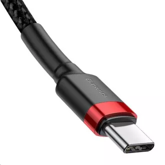 Cablu de încărcare/date din seria Baseus Cafule USB-C la USB-C PD2.0 60W Bliț 1m, roșu-negru