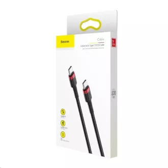 Cablu de încărcare/date din seria Baseus Cafule USB-C la USB-C PD2.0 60W Bliț 1m, roșu-negru