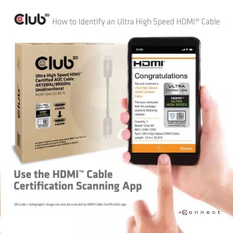 Cablu Club3D Cablu AOC certificat HDMI™ ultra rapid 8K60Hz, 4K120Hz, 10m