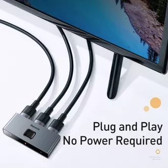 Splitter HDMI Baseus Matrix 2in1 / 1v2 gri Splitter HDMI Baseus Matrix 2in1 / 1v2 gri