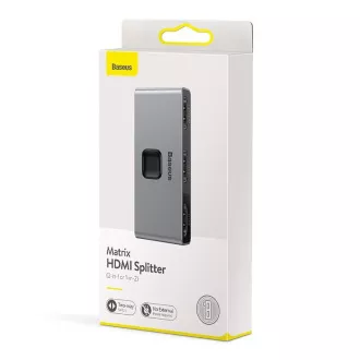 Splitter HDMI Baseus Matrix 2in1 / 1v2 gri Splitter HDMI Baseus Matrix 2in1 / 1v2 gri