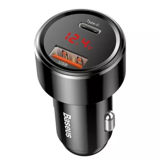 Baseus Magic Series PPS Digital Display dual adaptor auto USB-A QC + USB-C PD 45W, negru Baseus Magic Series PPS Digital Display dual adaptor auto USB-A QC + USB-C PD 45W, negru