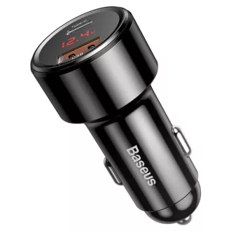 Baseus Magic Series PPS Digital Display dual adaptor auto USB-A QC + USB-C PD 45W, negru Baseus Magic Series PPS Digital Display dual adaptor auto USB-A QC + USB-C PD 45W, negru