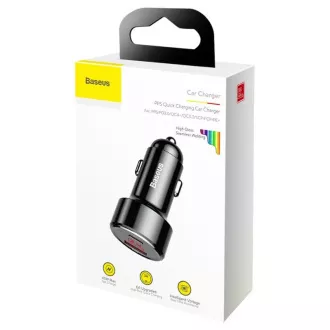 Baseus Magic Series PPS Digital Display dual adaptor auto USB-A QC + USB-C PD 45W, negru Baseus Magic Series PPS Digital Display dual adaptor auto USB-A QC + USB-C PD 45W, negru