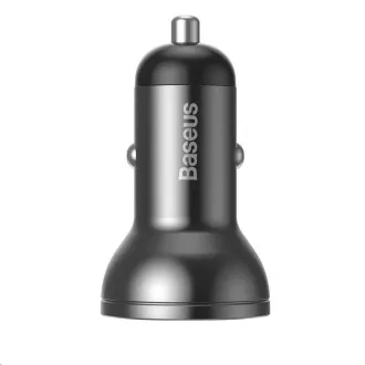 Adaptor auto Baseus dual USB cu display 4, 8A 24W, gri