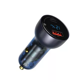 Adaptor auto Baseus Particular Digital Display dual USB-A QC + USB-C 65W, gri