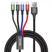 Cablu de încărcare rapidă / date Baseus 4in1 Lightning + 2 * USB-C + Micro USB 3, 5A 1, 2m, negru