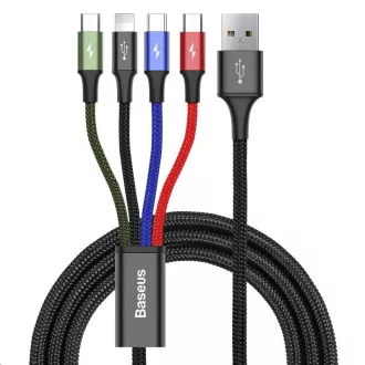 Cablu de încărcare rapidă / date Baseus 4in1 Lightning + 2 * USB-C + Micro USB 3, 5A 1, 2m, negru