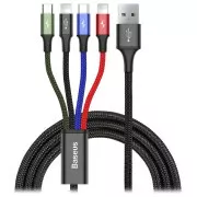 Cablu de încărcare rapidă / date Baseus 4in1 2 * Lightning + USB-C + Micro USB 3, 5A 1, 2m, negru