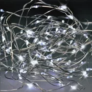Lanț de Crăciun Solight argint, 100x mini LED, 10m, 3 x AA, lumină rece
