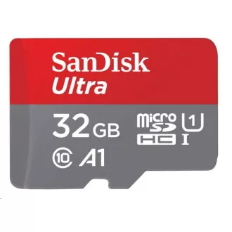 Card SanDisk MicroSDHC 32GB Ultra (120MB/s, Clasa A1 10 UHS-I, Android - Ambalaj tabletă, aplicație Memory Zone) + adaptor