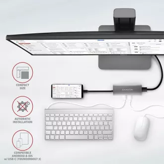 AXAGON HMC-5G2, hub USB 10Gbps, porturi 2x USB-A, 2x USB-C, HDMI 4k/60, PD 100W, cablu USB-C 13cm