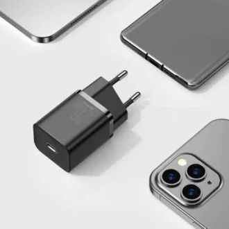 Set Baseus Super SI de adaptor USB-C 20W și cablu USB-C la Lightning 1m, negru Set Baseus Super SI de adaptor USB-C 20W și cablu USB-C la Lightning 1m, negru