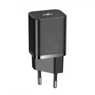 Set Baseus Super SI de adaptor USB-C 20W și cablu USB-C la Lightning 1m, negru Set Baseus Super SI de adaptor USB-C 20W și cablu USB-C la Lightning 1m, negru