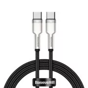 Cablu de date/încărcare Baseus Cafule Series USB-C tată la USB-C tată cu terminale metalice 100W 1m, negru