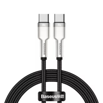 Cablu de date/încărcare Baseus Cafule Series USB-C tată la USB-C tată cu terminale metalice 100W 1m, negru